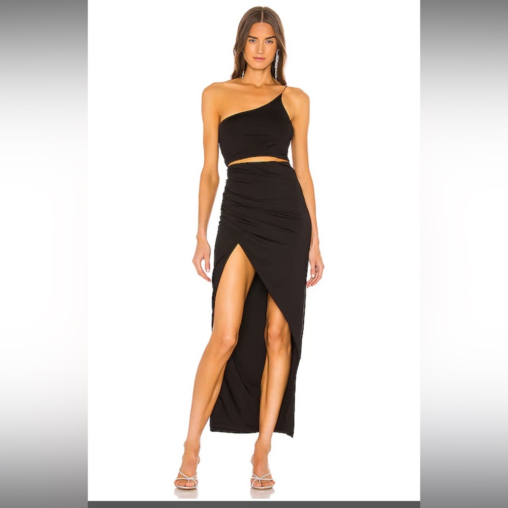 Revolve Superdown Lydia Maxi Skirt Set in Black